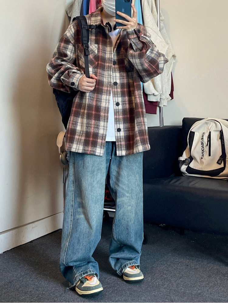 Oversized Vintage Check Flannel Shirt