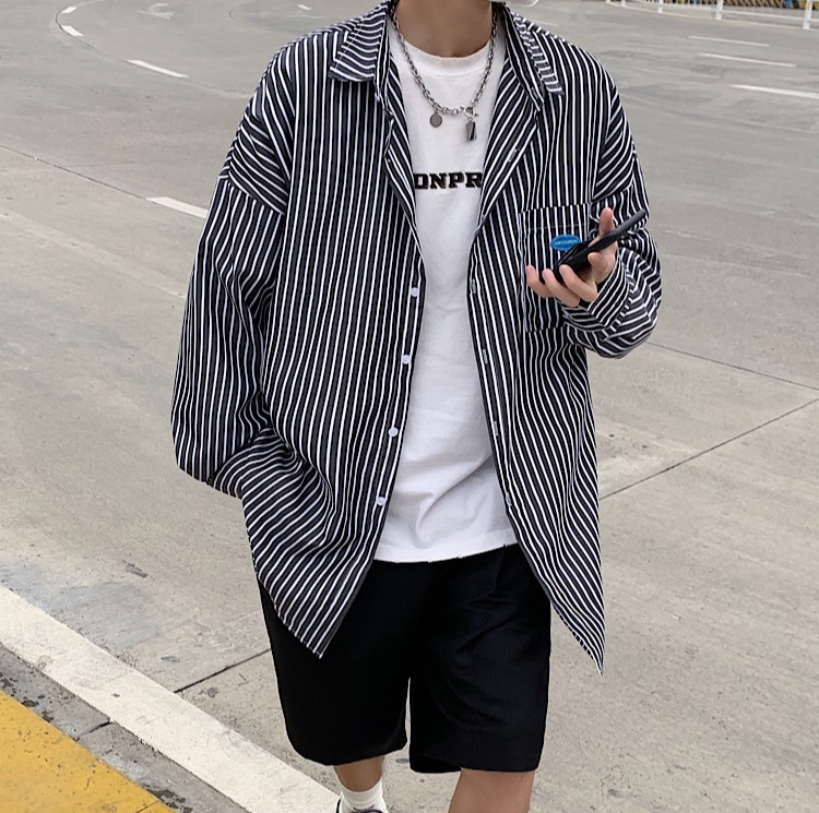 Loose Fit Vertical Stripe Shirt