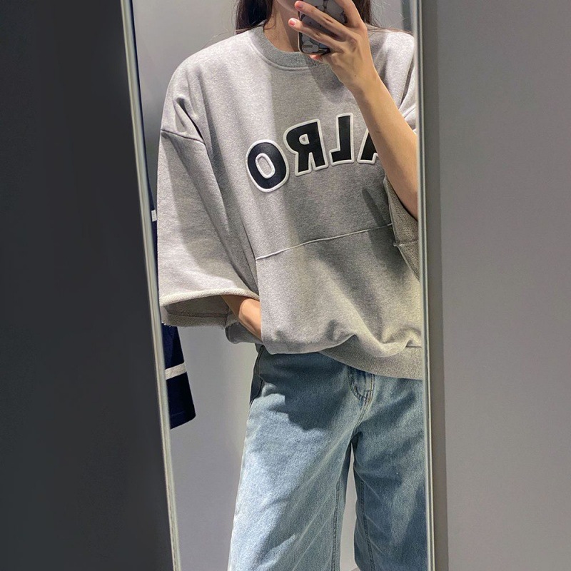 【ALRO】Half-Sleeve Logo Sweatshirt