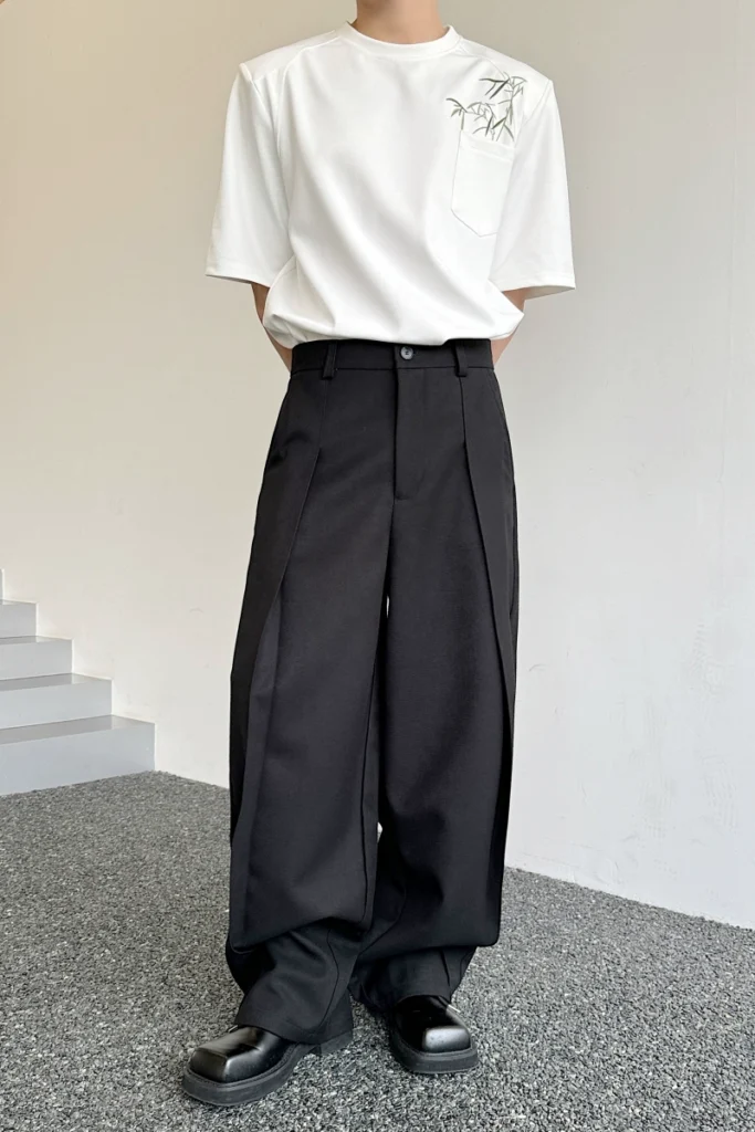 Wide Pleated Tailored Slacks
