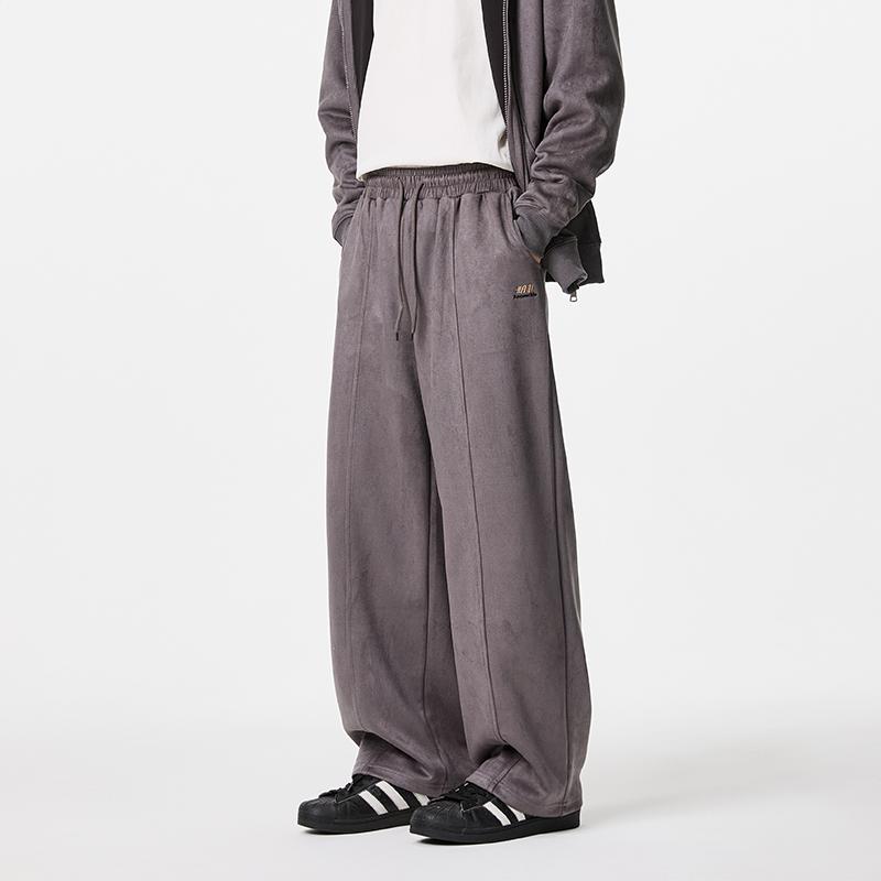 Velour Relaxed Wide-Leg Pants