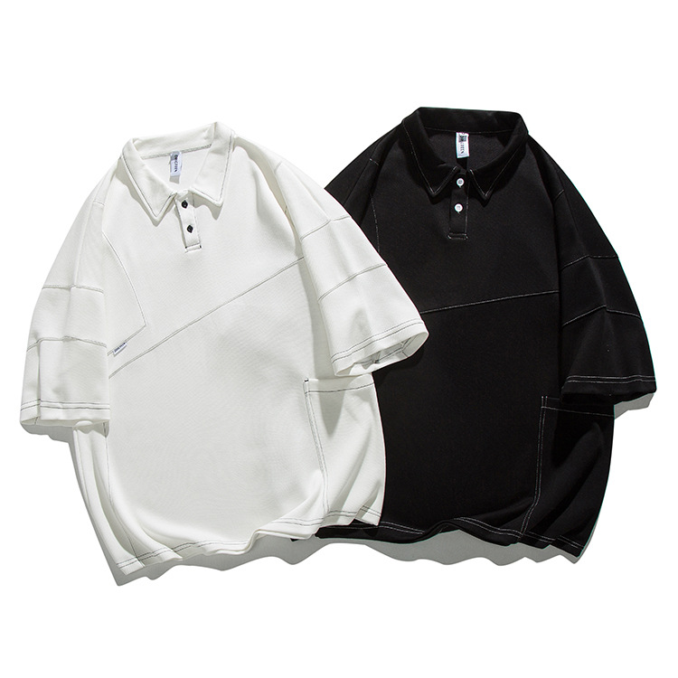 Contrast Stitch Oversized Polo Shirt